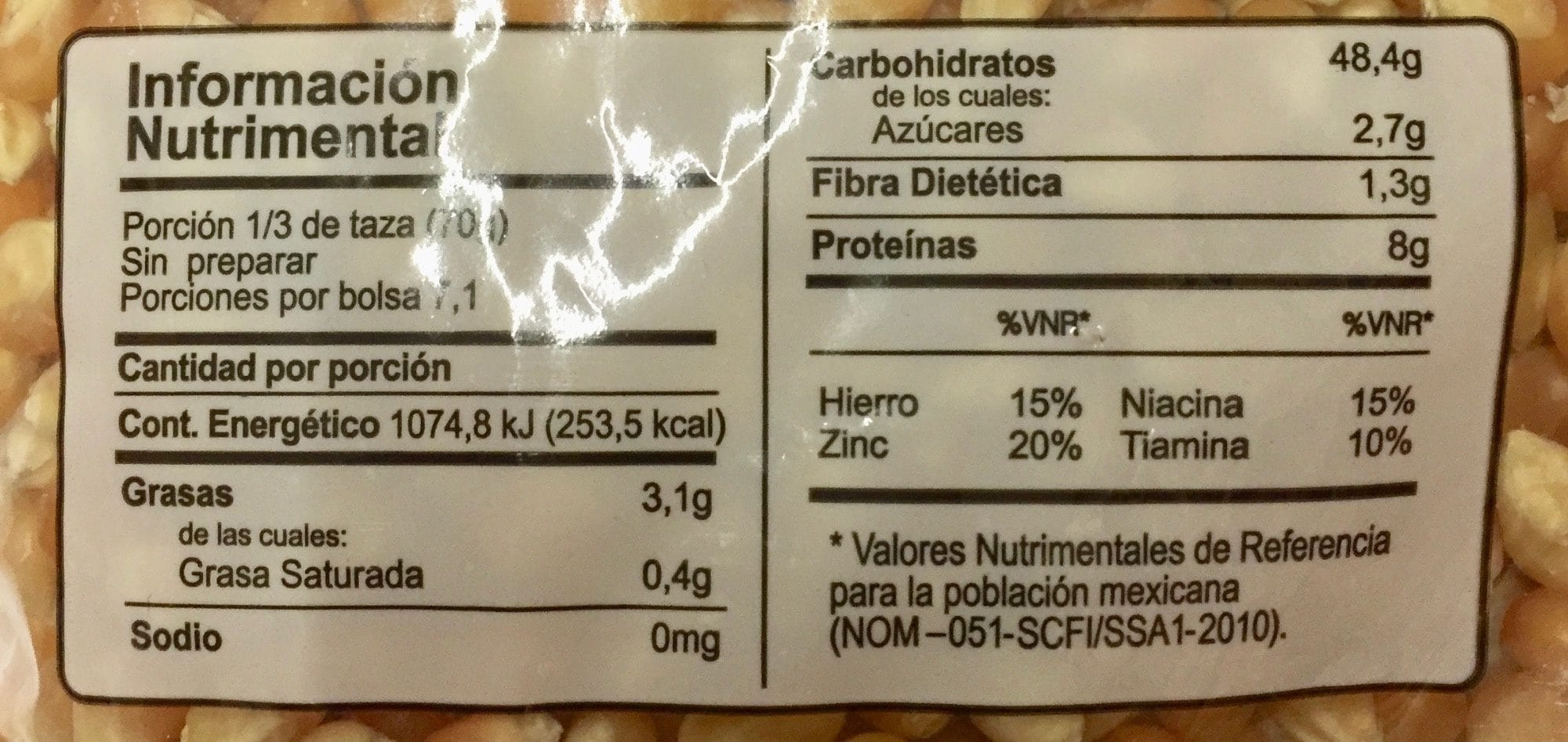 cuanta proteina tiene el maiz