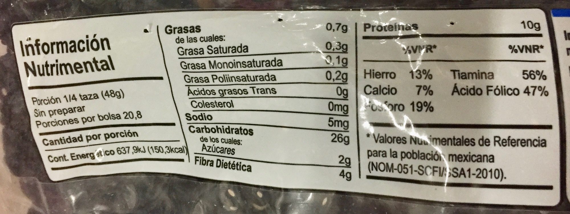 cuantas calorias tiene el frijol