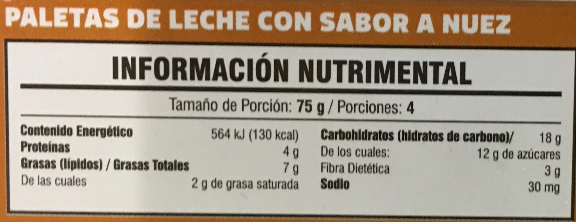 cuantas calorias tiene una paleta