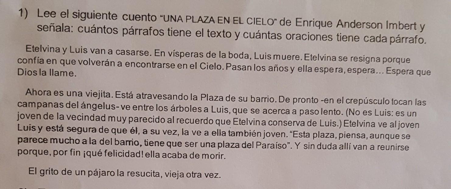 cuantas oraciones tiene un parrafo