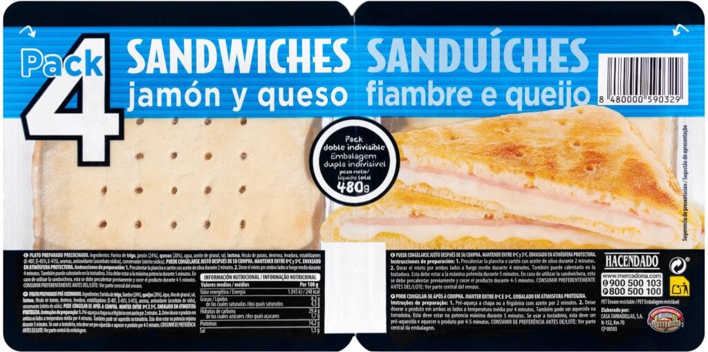 cuantas proteinas tiene un sandwich