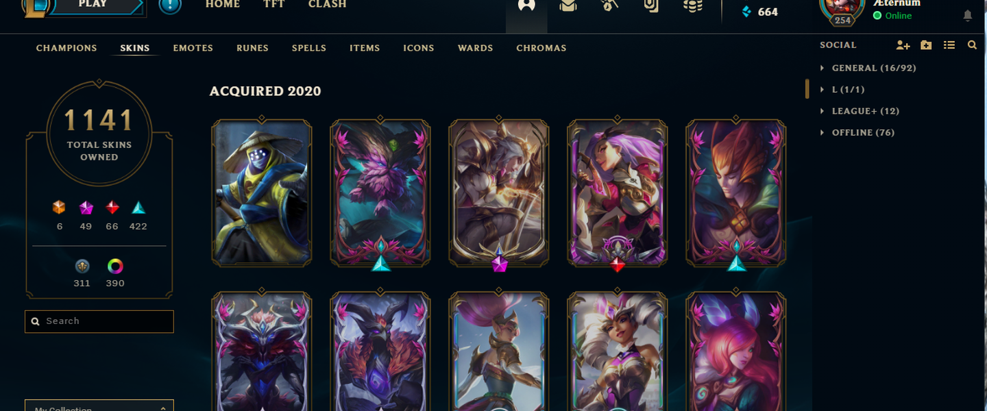 cuantas skins hay en lol