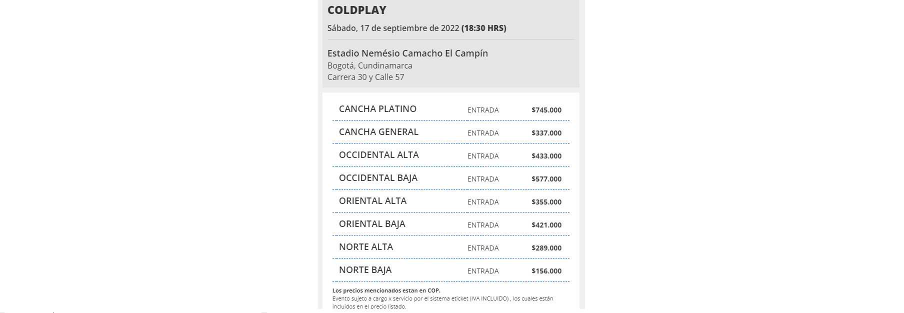 cuanto cobra coldplay por concierto