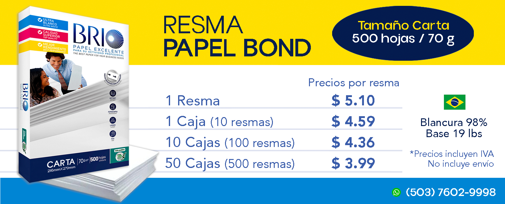 cuanto cuesta el papel bond