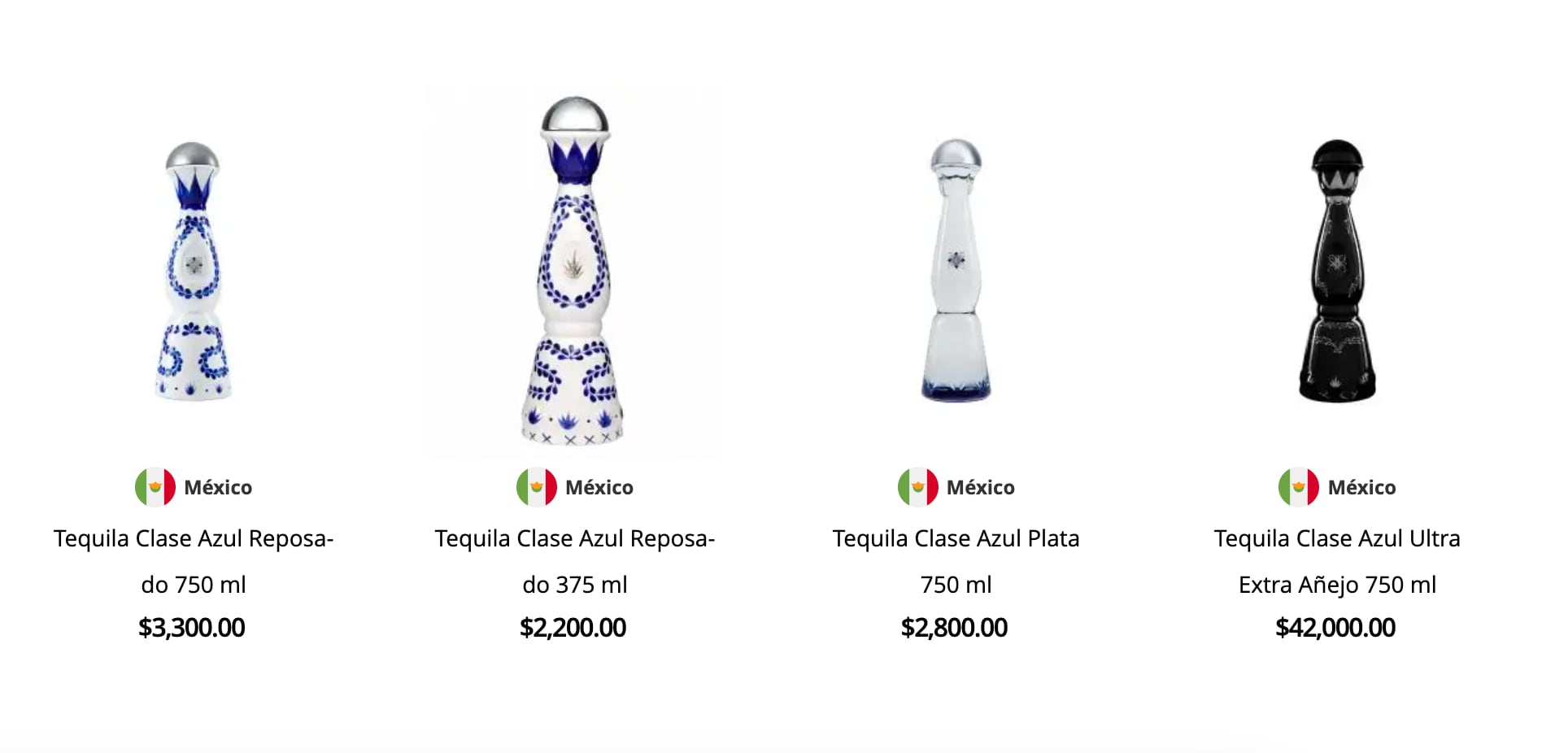 ¿Cuánto cuesta el tequila azul?