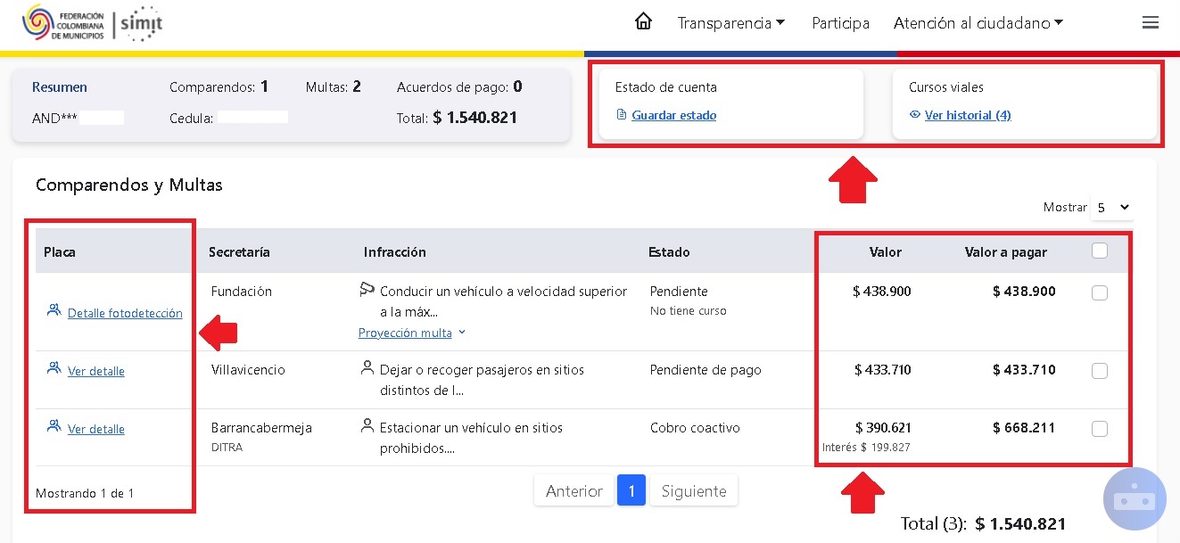 cuanto debo de multas