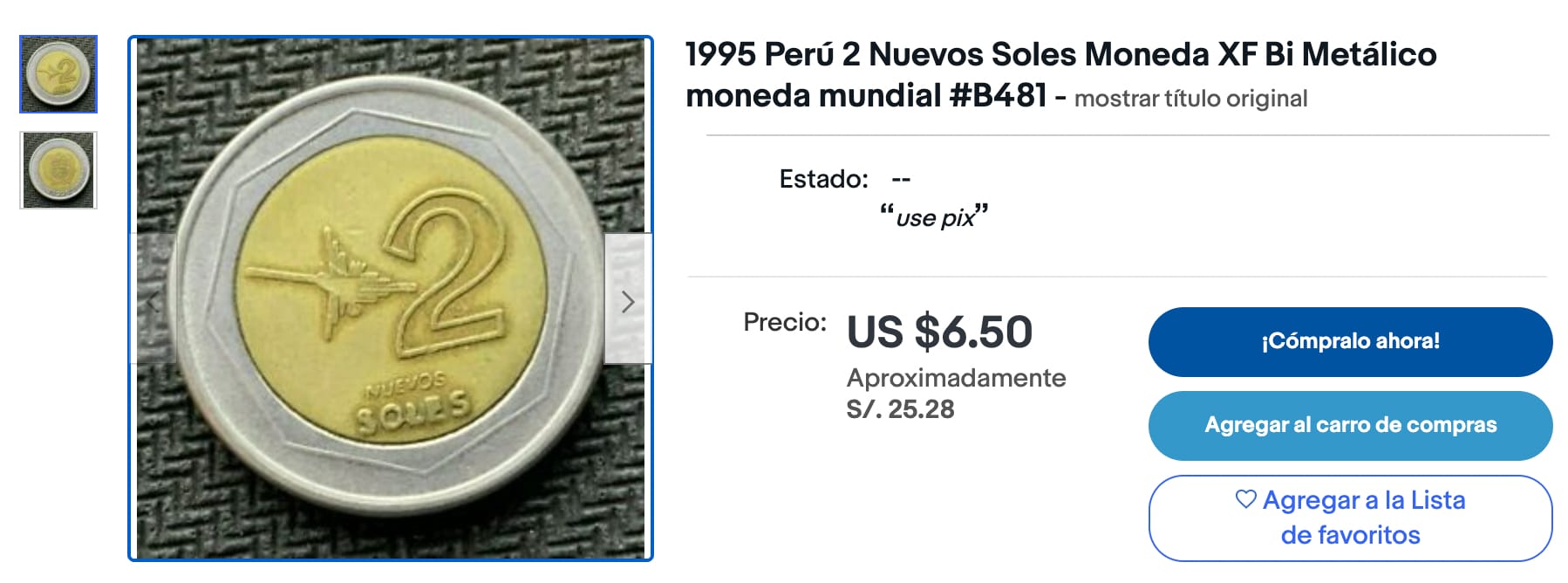 cuanto equivale 5 soles