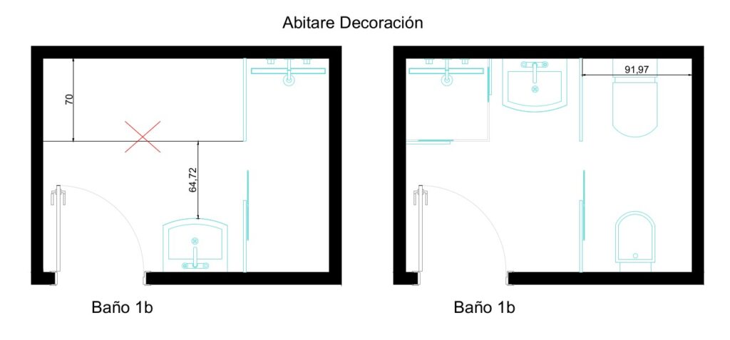 cuanto mide un medio bano