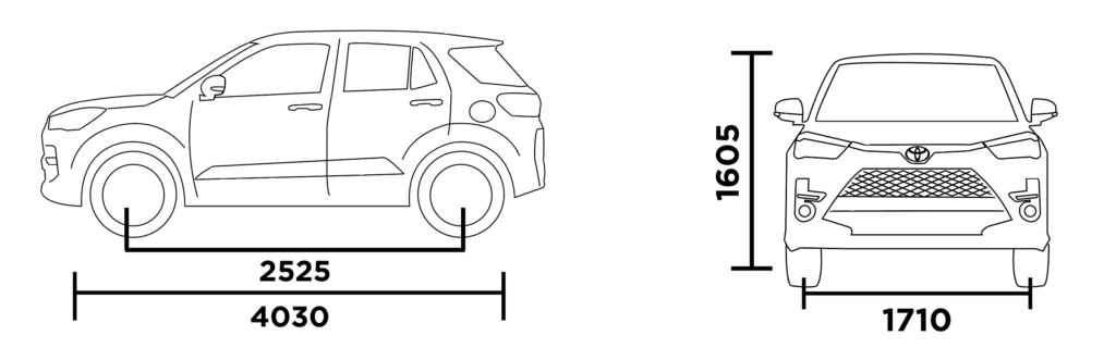 cuanto mide una camioneta