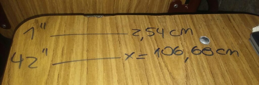cuantos cm son 42 pulgadas
