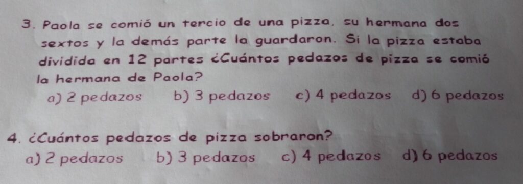 ¿Cuántos pedazos tiene una pizza?