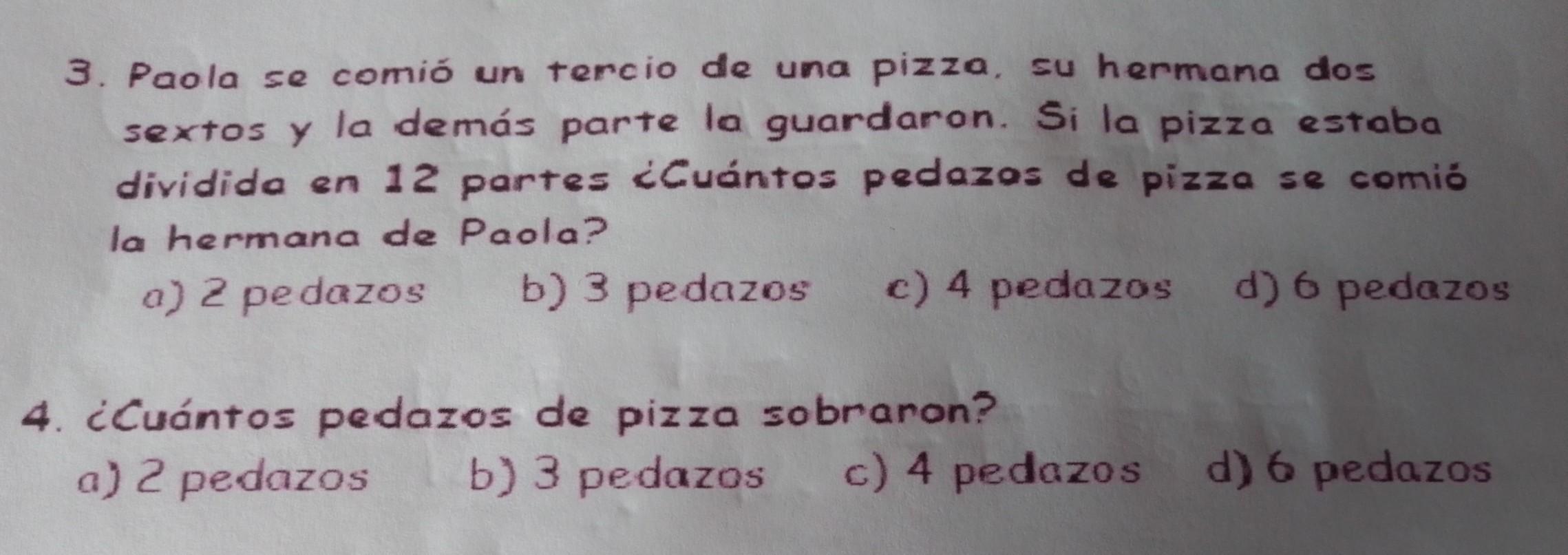 cuantos pedazos tiene una pizza