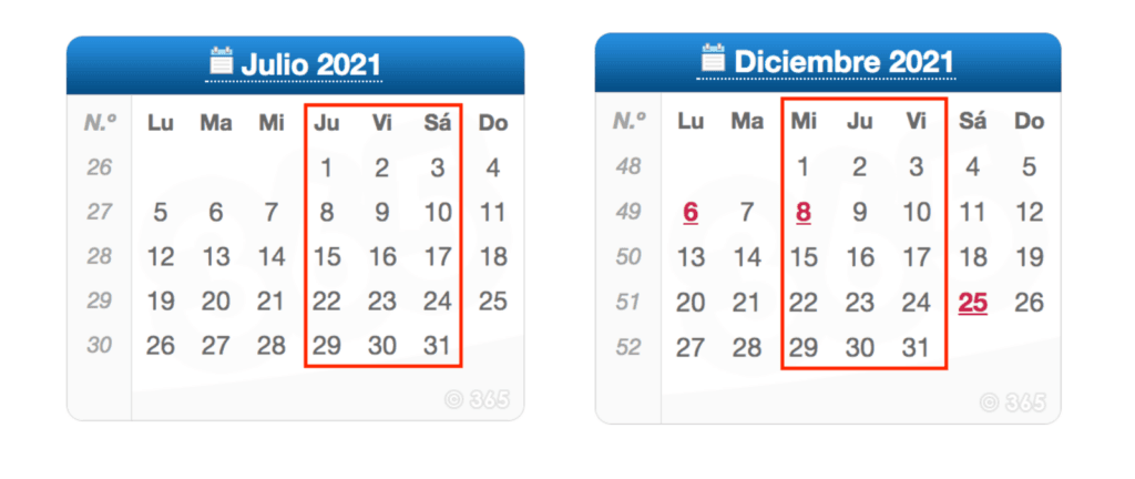 cuantos sabados tiene un mes