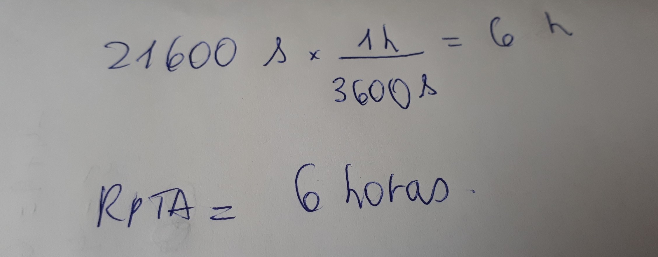 cuantos segundos tienen 6 horas