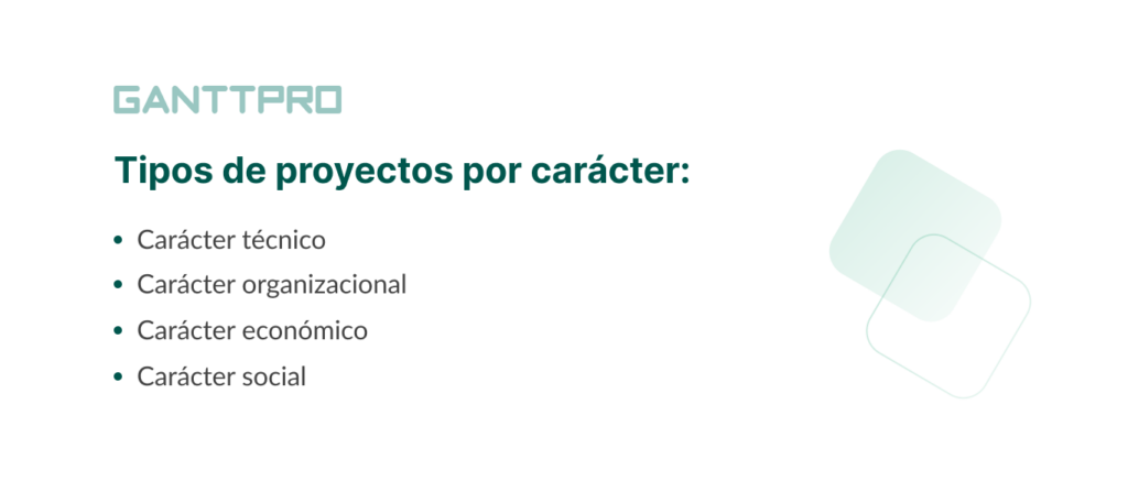 cuantos tipos de proyectos existen